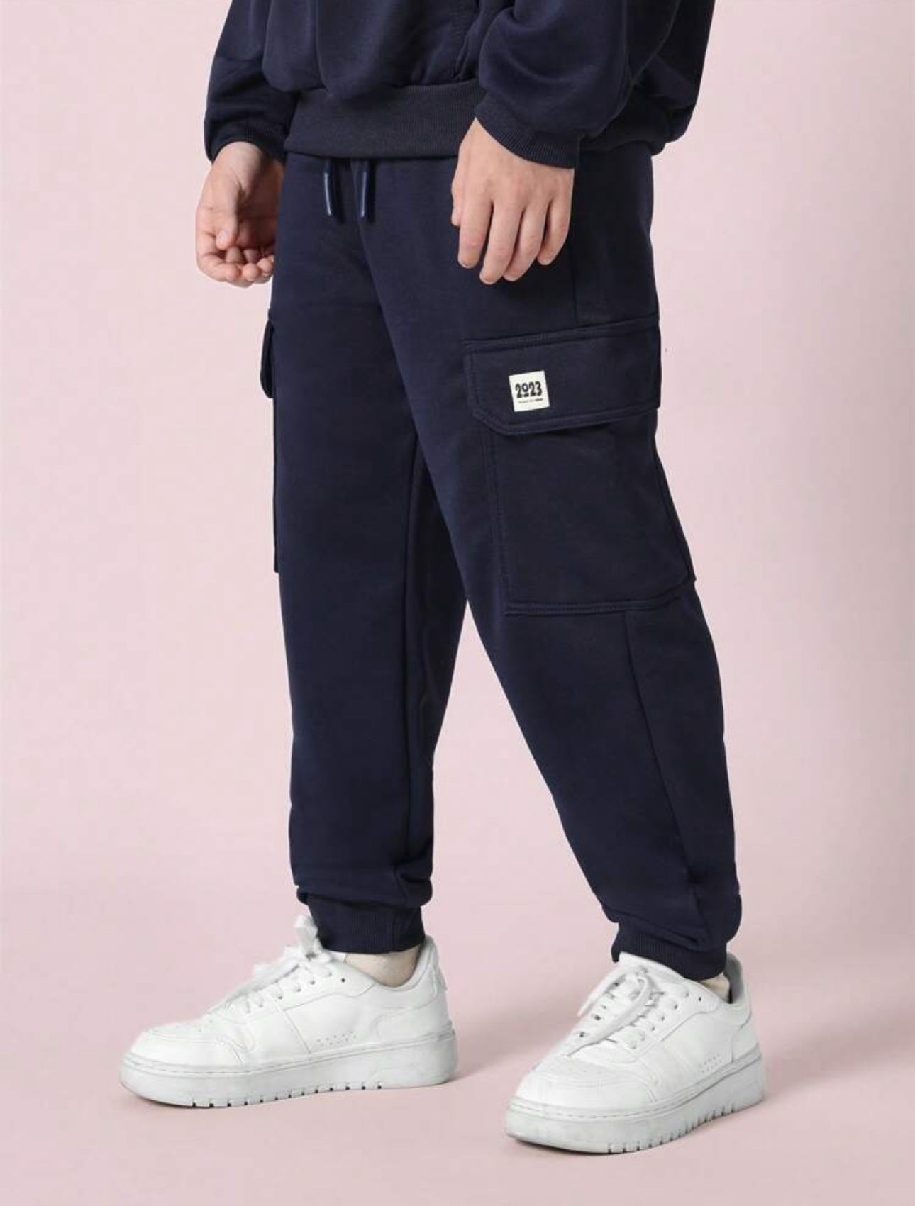 Navy Essential Hoodie & Cargo Joggers Set 🔵✨