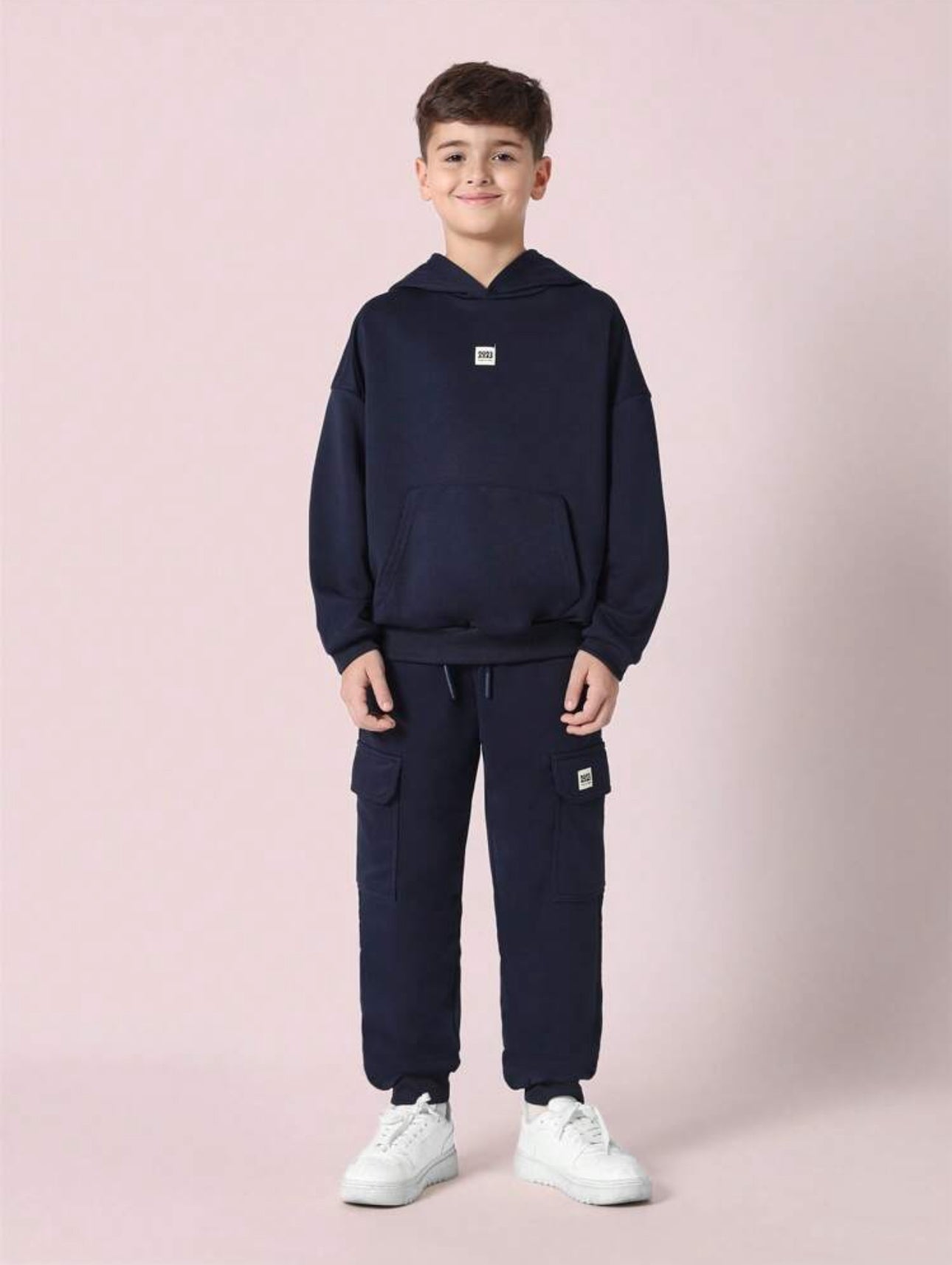Navy Essential Hoodie & Cargo Joggers Set 🔵✨